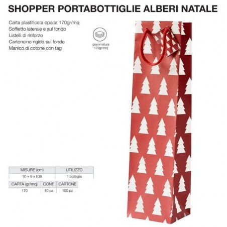 SHOPPER BOTTIGLIA ALBERI NATALE 10+9x39cm