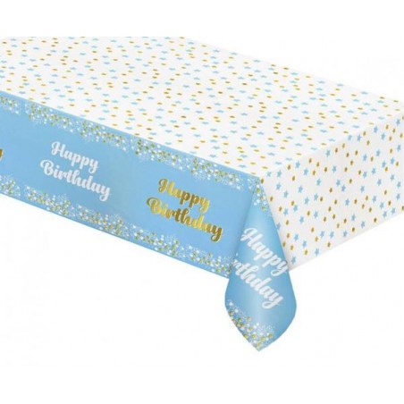 TOVAGLIA IN FOIL HAPPY BIRTHDAY 137x183cm AZZURRA