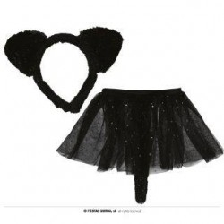 SET GATTINA BIMBA CERCHIETTO GONNA CON CODA