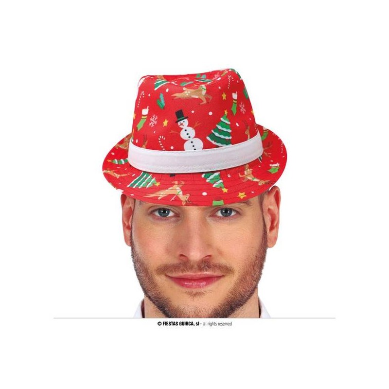 CAPPELLO NATALIZIO ROSSO GANGSTER CON STAMPA
