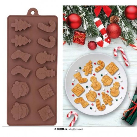STAMPO IN SILICONE PER 12 BISCOTTI BABBO