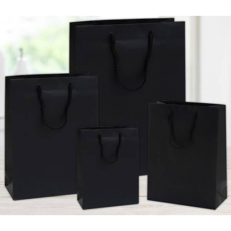 SHOPPER IN CARTA PLASTIFICATA OPACA 27x12x37cm NERO
