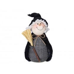 BEFANA/STREGA TESSUTO NERO CON SCOPA 31cm