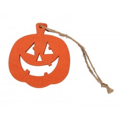 ZUCCHE LEGNO ARANCIO 7cm  CON CORDINO 6pz