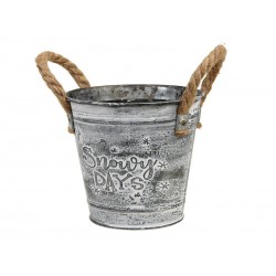 SECCHIELLO TONDO LATTA MANICI IN CORDA Ø13x12cm