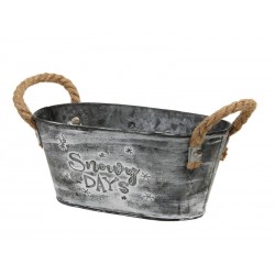 SECCHIELLO OVALE LATTA MANICI IN CORDA Ø20,5x12x9cm