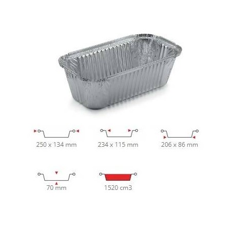 TEGLIA ALLUMINIO RETTANGOLARE R16L 100pz
