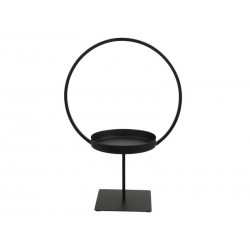 PORTA CANDELE METALLO NERO CON PIEDISTALLO E CERCHIO...