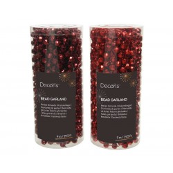 GHIRLANDA PERLE PLASTICA ROSSO BORDEAUX ASSORTITA 9mt