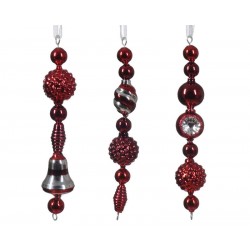 APPENDINO h15cm GHIRLANDA VETRO ANTICATO BORDEAUX 3pz