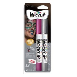 MASK UP METAL ARGENTO/FUCSIA 2pz