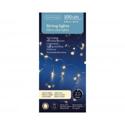 MICRO LED 100 LUCI 4,95mt FILO ARGENTO - LUCE CALDA INTERNO