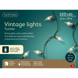 LED VINTAGE 8 FUNZIONI TWINKLE 12mt - LUCE CALDA INTERNO