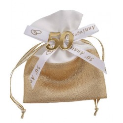 SACCHETTO ORO 9x12cm 50°ANNIVERSARIO 12pz