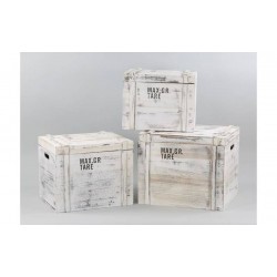 BAULE LEGNO RETTANGOLARE SBIANCATO CON SCRITTA 55x45xH45 1/2