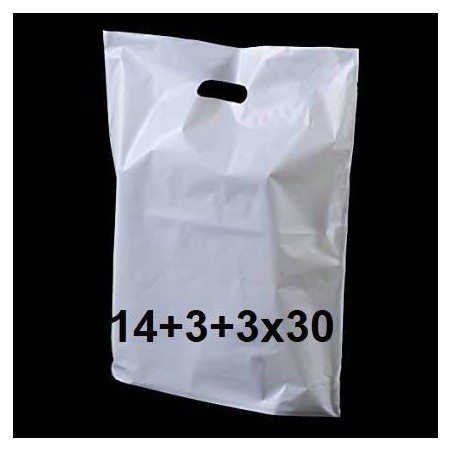 SHOPPER FAGIOLO PE/HD 60my 14+3+3x30cm BIANCO 5kg (lg.N°28 24/03/12) **TASSA CONAI 0,718/KG INCLUSA**