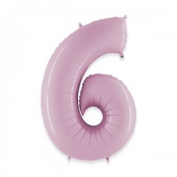 PALLONE NUMERO 6 MYLAR 102cm 40 ROSA