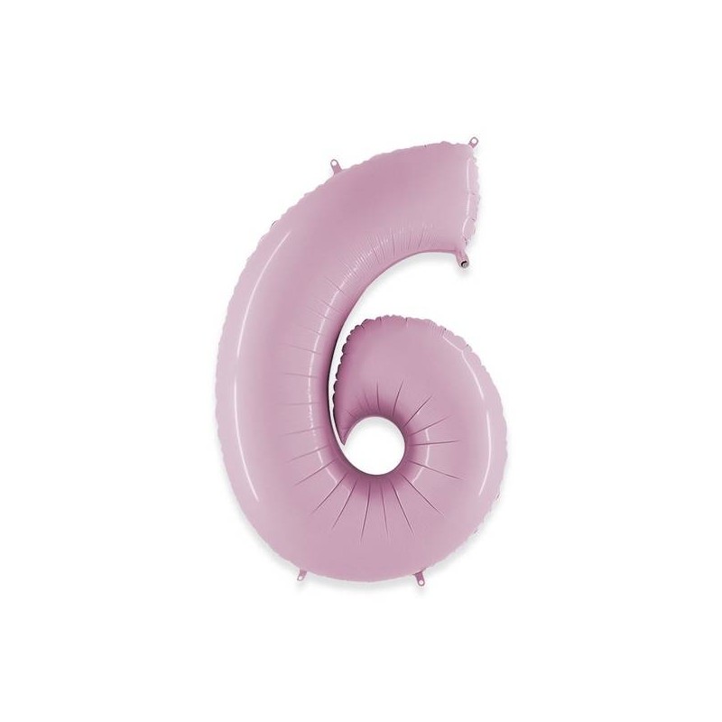 PALLONE NUMERO 6 MYLAR 102cm 40 ROSA