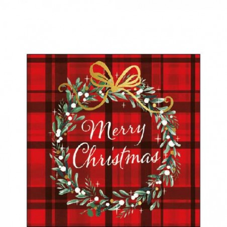 TOVAGLIOLI 25x25cm CHRISTMAS PLAID RED 20pz