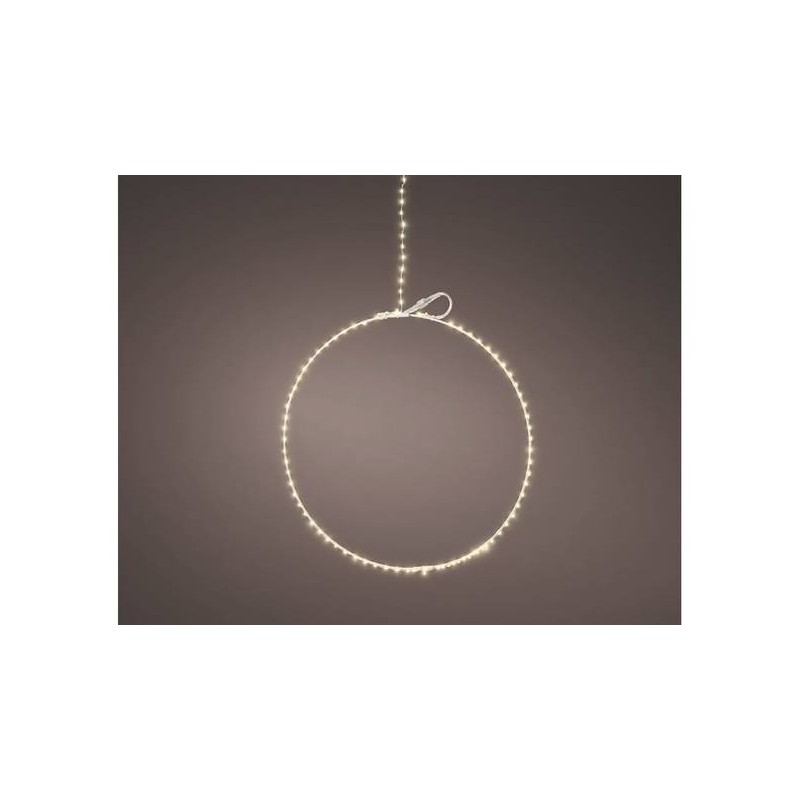 CERCHIO METALLO C/LED 125 LUCI ø38cm BIANCO CALDO DA ESTERNO