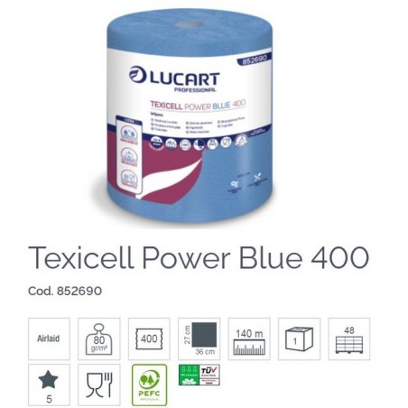 BOBINA AIRLAID TEXICELL POWERBLUE 400str 140mt