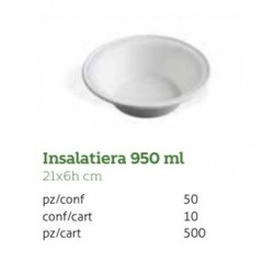 INSALATIERA POLPA ø21x6h 950ml BIO COMPOSTABILE 50pz USOBIO