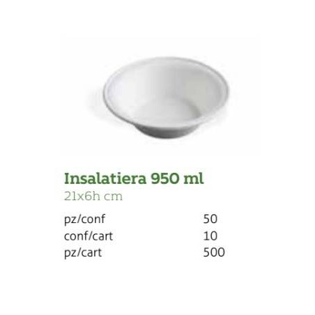 INSALATIERA POLPA ø21x6h 950ml BIO COMPOSTABILE 50pz USOBIO