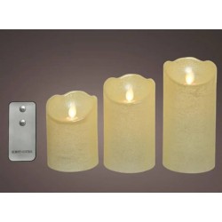 CANDELE MOCCOLO LED INDOOR AVORIO 3pz CON TELECOMANDO