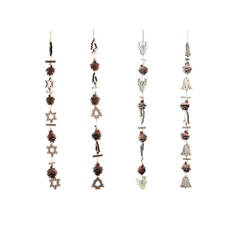 GHIRLANDA C/PIGNE E SOGGETTI LEGNO H.85cm ASS.TI 1pz 358333