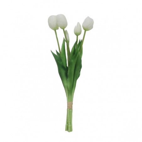 BOUQUET TULIP 5 TULIPANI BIANCHI 39cm