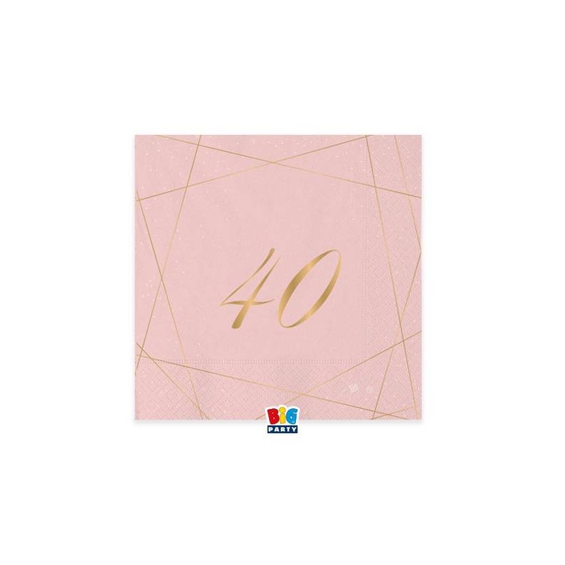 TOVAGLIOLI 25x25cm 40 ANNI ROSE 20pz