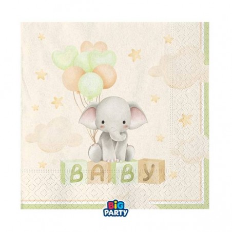 TOVAGLIOLI 33x33cm BABY ELEPHANT 16pz