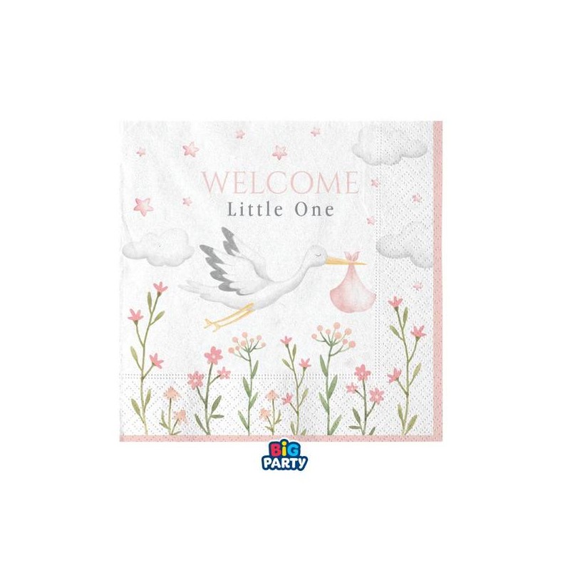 TOVAGLIOLI 25x25cm WELCOME LITTLE ONE ROSA 16pz