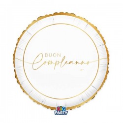 PALLONE MYLAR TONDO 45cm BUON COMPLEANNO GOLD