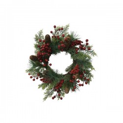 CORONA  BACCA ROSSA C/PIGNE 35cm