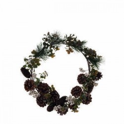 GHIRLANDA CORONA PIGNE WHITE BERRY Ø40cm