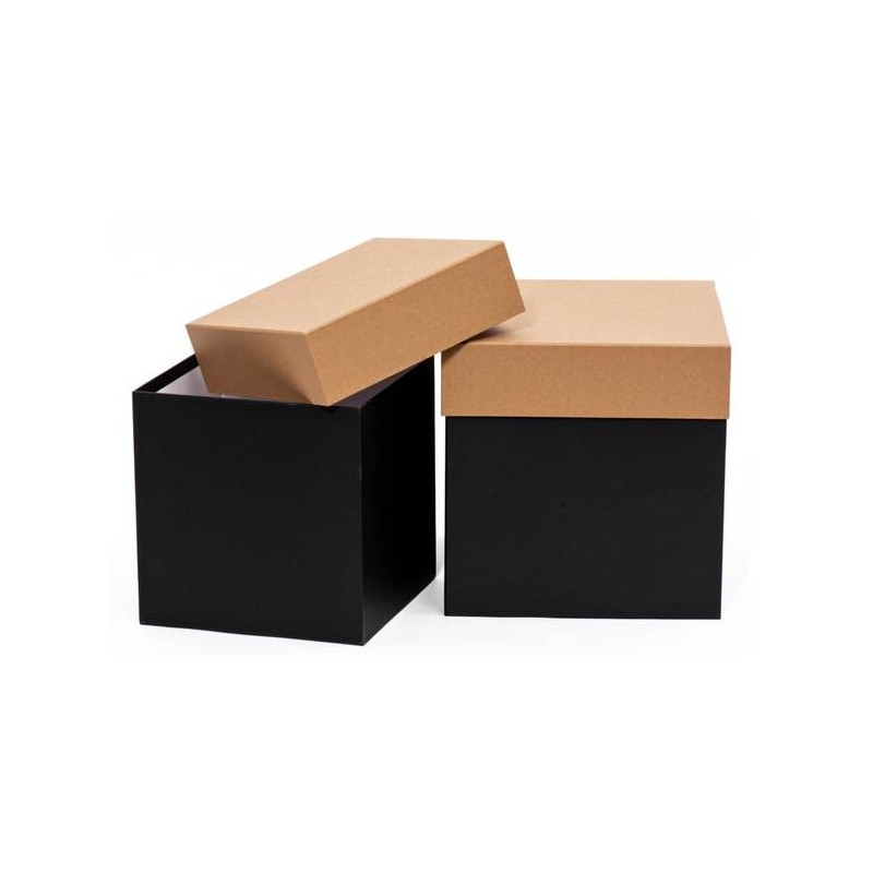 SCATOLA CUBO IN CARTONE NERO 30,5x30,5x30,5cm - 26x26x26cm SET 2pz