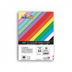 BLOCCO A4 FOGLI COLORI ASS.TI 12fg 80gr