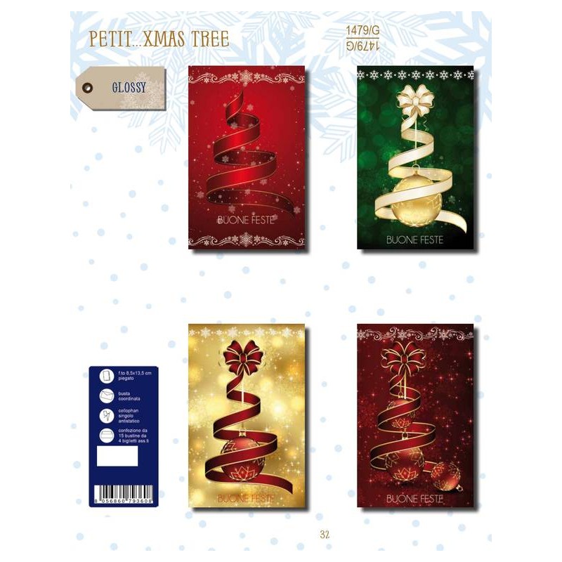 BIGLIETTO AUGURI NATALE 1479/G PETIT - XMAS TREE 4pz