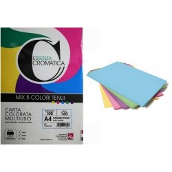 RISMA CARTA A4 160gr COLORI TENUI ASSORTITI 100fg