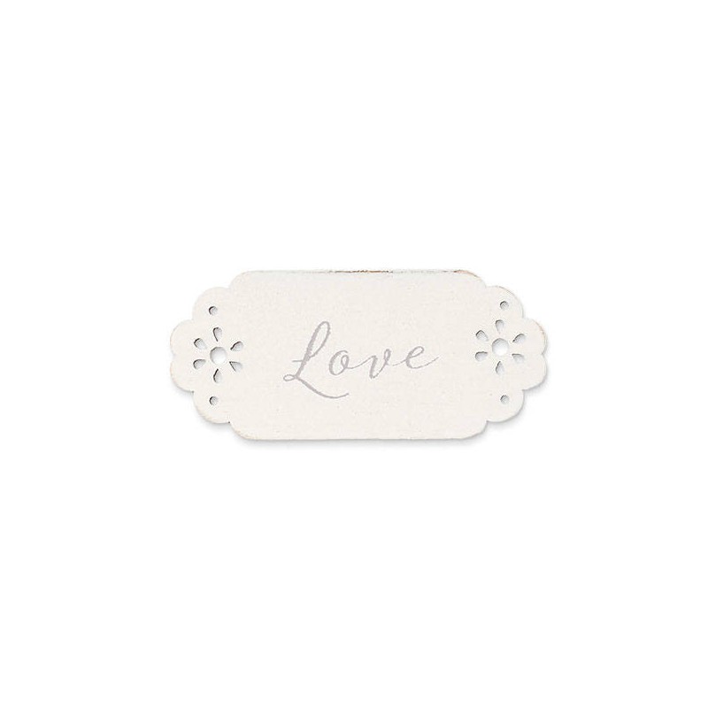 TAG FIORELLINI TRAFORATI LOVE 6cm 12pz