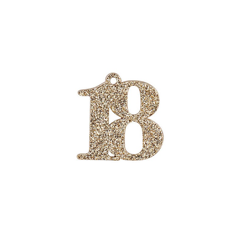 DECORAZIONE 18 LEGNO GLITTER ORO DA APPENDERE 3,5cm 12pz