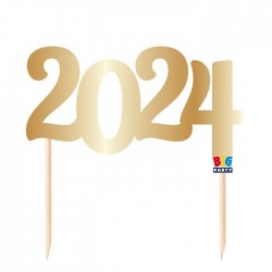 CAKE TOPPER ITALIC 2024 8x14cm ORO