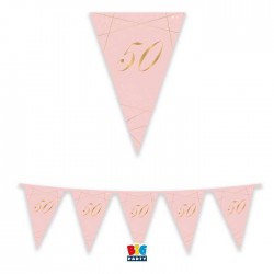 FESTONE BANDIERINE CARTA 50° ROSA cm30x3mt