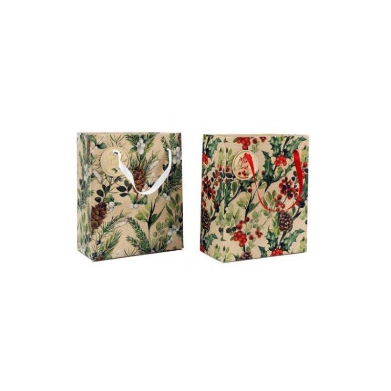 BORSA REGALO 19x23cm XMAS BERRIES 2ass.ti 1pz