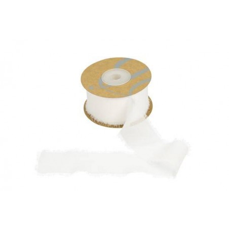 NASTRO SETA CON FRANGIA mm40x15mt BIANCO BAR