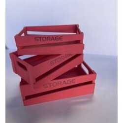 CASSETTA LEGNO STORAGE RED 28x16,5x9cm ROSSA 1/3