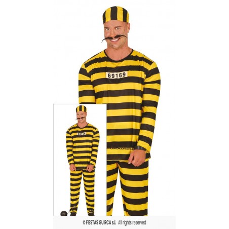 COSTUME PRIGIONIERO RIGHE NERE GIALLE TG.48/50