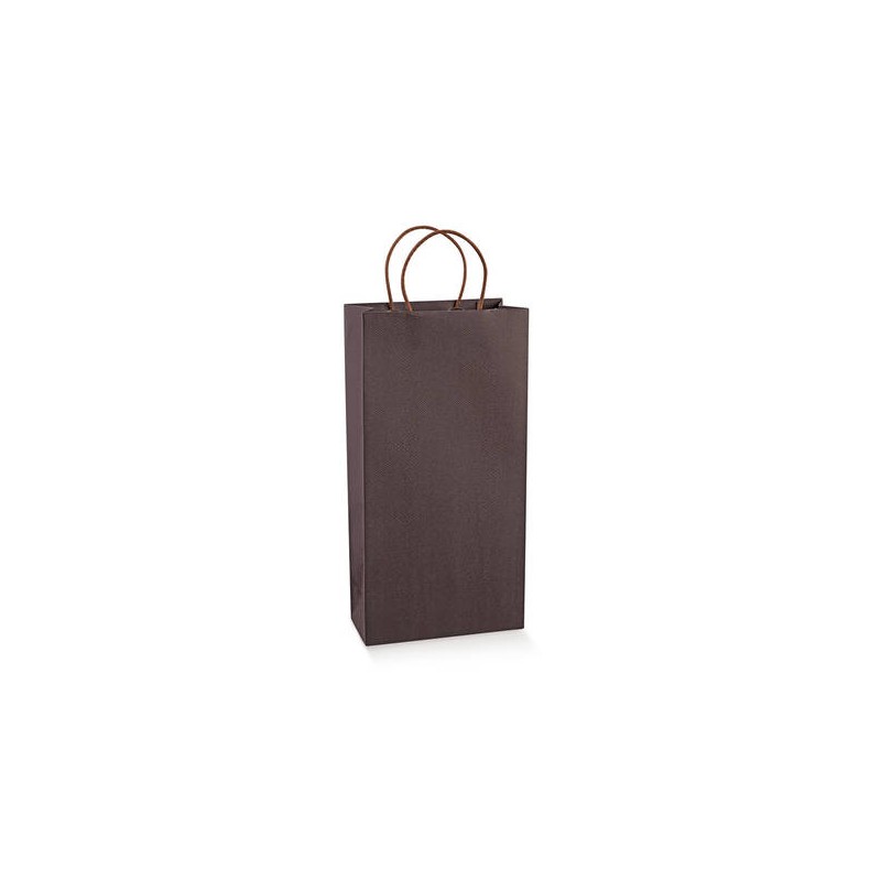 SHOPPER PORTA 2 BOTTIGLIE SKIN COFFE MANICO CORDA C/FONDO SEP. 19x9x38cm