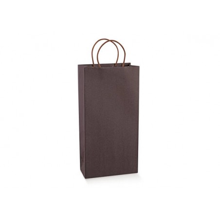 SHOPPER PORTA 2 BOTTIGLIE SKIN COFFE MANICO CORDA C/FONDO SEP. 19x9x38cm
